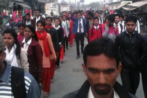 मोर्चा आवद्ध विद्यार्थीद्धारा इनरुवामा विरोध र्याली