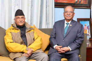 प्रचण्ड र  ओलीबीच भेटवार्ता