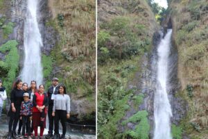 गर्मी बढेपछि भाेजपुरकाे महभिर झरनामा पर्यटकको घुइँचो