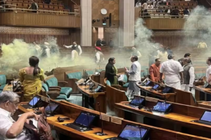 भारतीय संसदमा अचानक शंकास्पद व्यक्ति सभामुखतर्फ दौंडिएपछि ‘हंगामा’