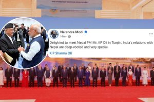 प्रधानमन्त्री ओली र भारतीय प्रधानमन्त्री मोदीबीच भेट